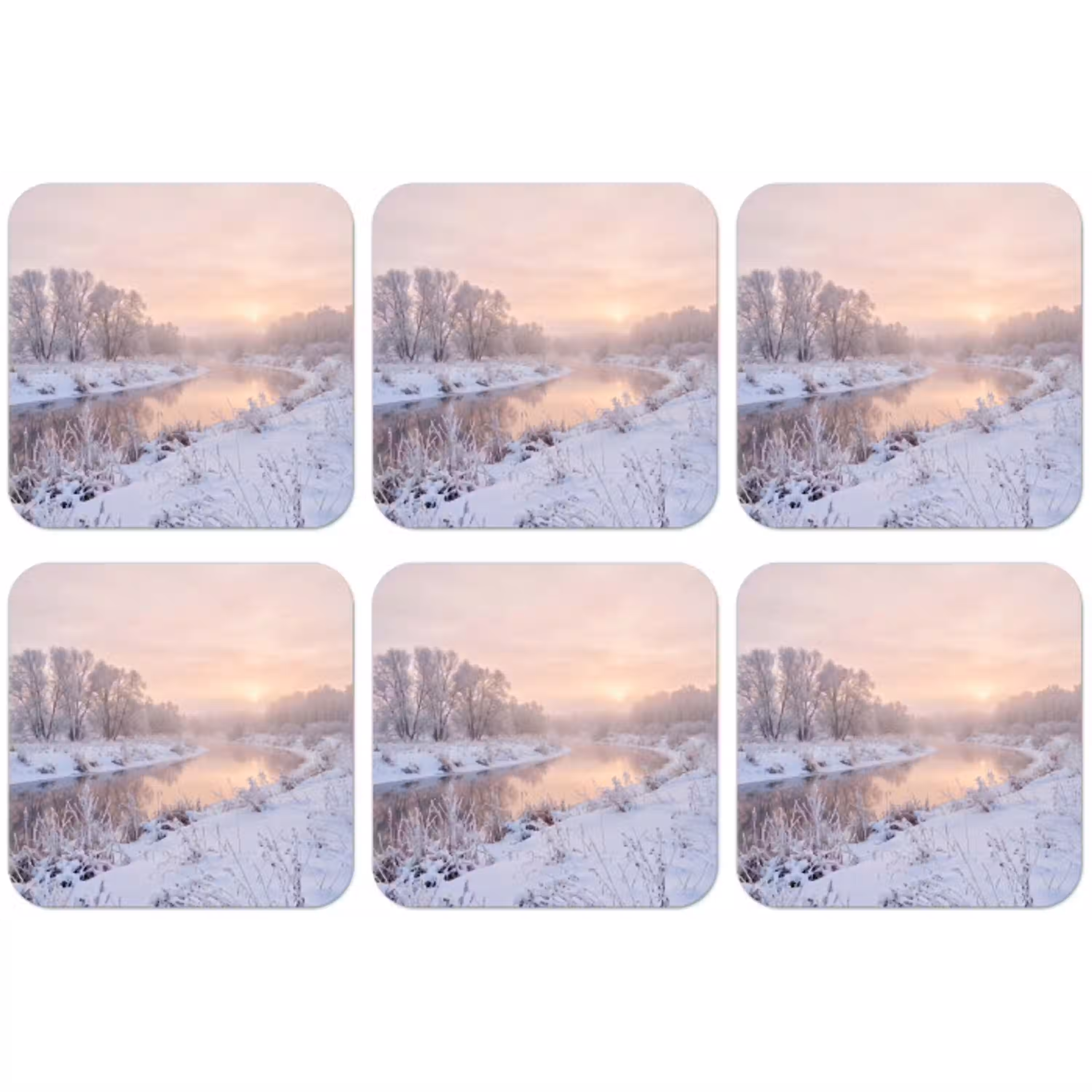 Rivier - Winter - Landschap - Sneeuw - Zonsopgang onderzetter kurk middel -zkaufland3dotto