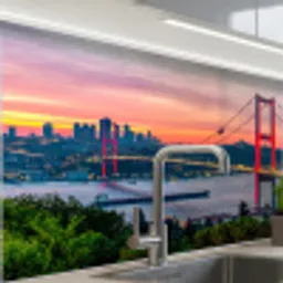 Brug - Rood - Skyline - Water keuken achterwand 2 middel -zzzz3d_schuin