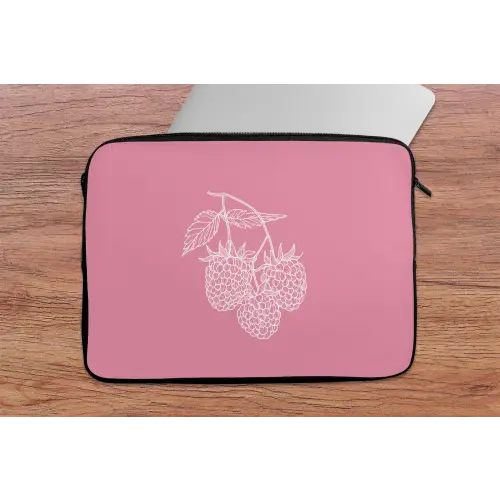 Frambozen - Steel - Getekend - Roze laptophoes neopreen klein -tafel