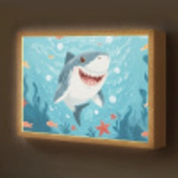 Haai - Vissen - Blauw - Onderwater Light Box met batterij (Wandlamp kind) middel -z3d_website