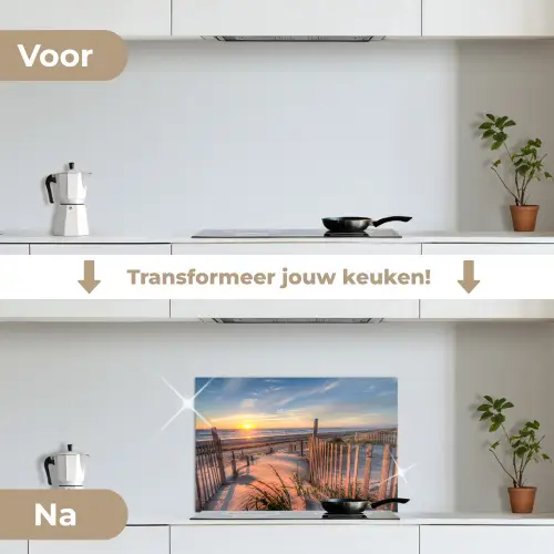 Strand - Zee - Duin - Zonsondergang - Landschap keuken achterwand spatscherm klein -voor_na_NL