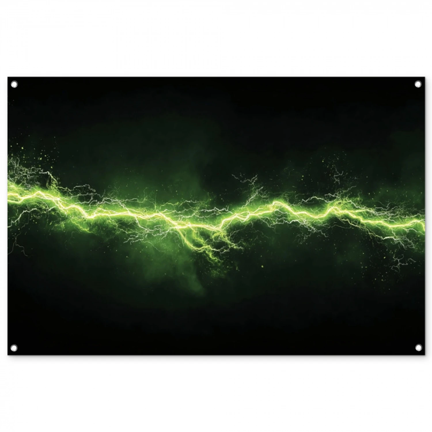 Gaming - Elektriciteit - Lijn - Vonken - Groen tuinposter los doek groot -3d