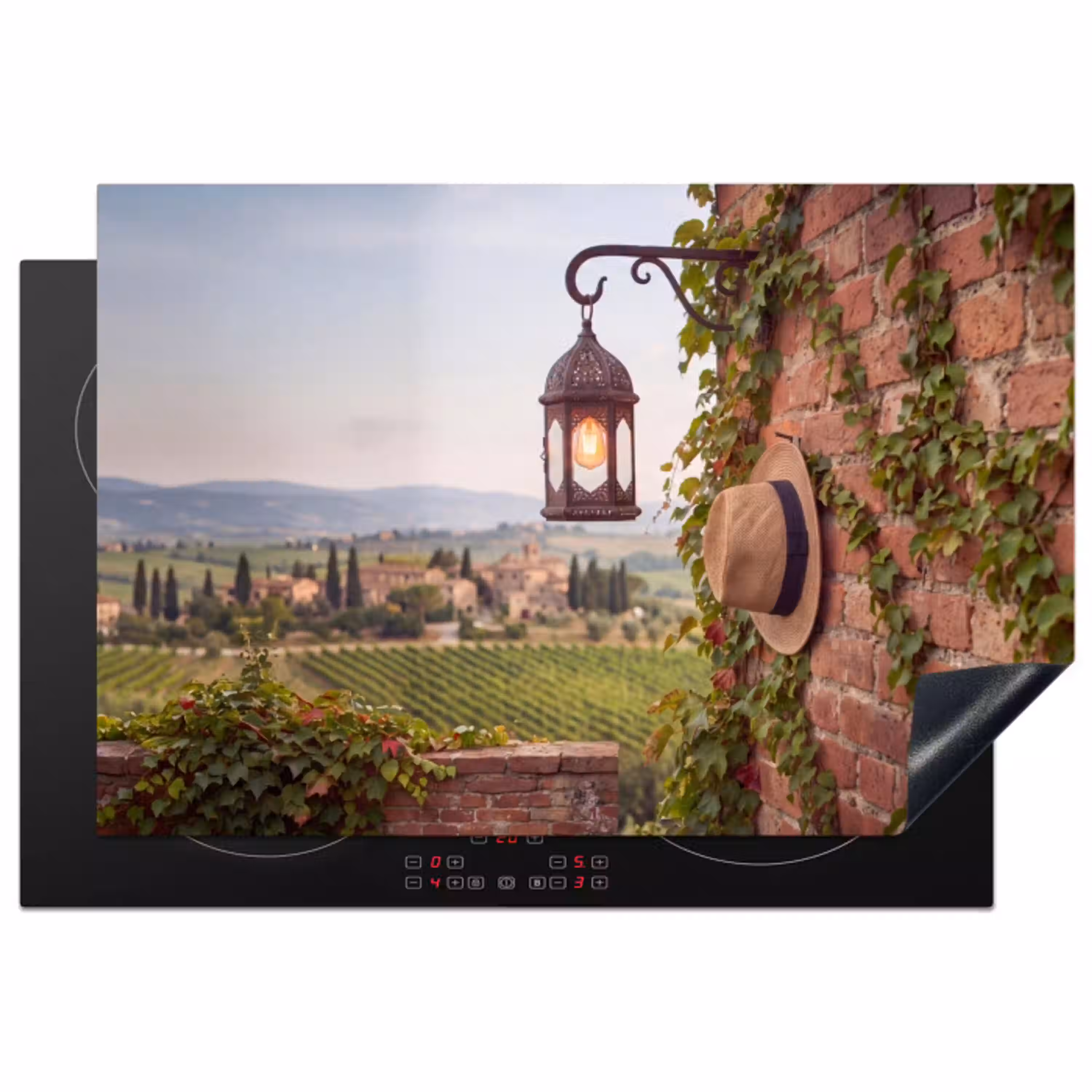 Lantaarn - Wijngaard - Landschap - Italiaans Inductie beschermer vinyl 3mm klein -3d