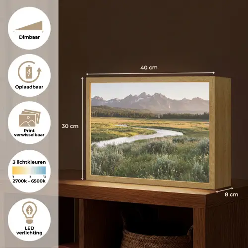 Berglandschap - Rivier - Bos Light Box met batterij (Wandlamp) middel -USP_websiteoverzichtNL