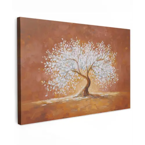 Abstract - Boom - Wit - Bladeren canvas 2cm klein -z3d