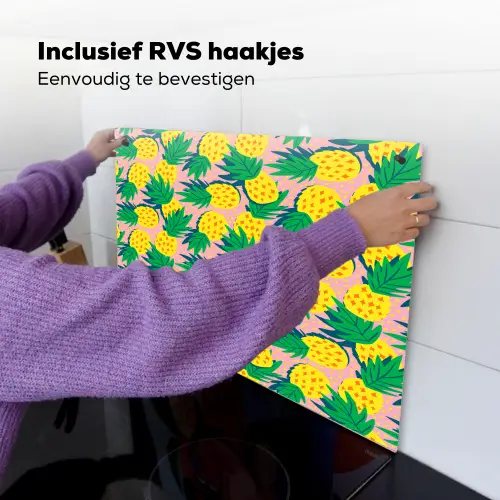 Ananas - Geel - Groen - Tropisch Inductie beschemer met haakjes klein 777 -ky-ophangen-nl