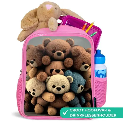 Knuffelberen Kinderrugzak - Roze middel -inhoud_NL