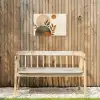 Vormen - Rond - Bladeren - Beige Tuinposter op houten frame 2 cm dik klein -sfeer4