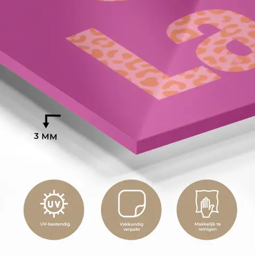 Oh la la - Luipaardprint - Roze plexiglas 5mm klein -sfeer2