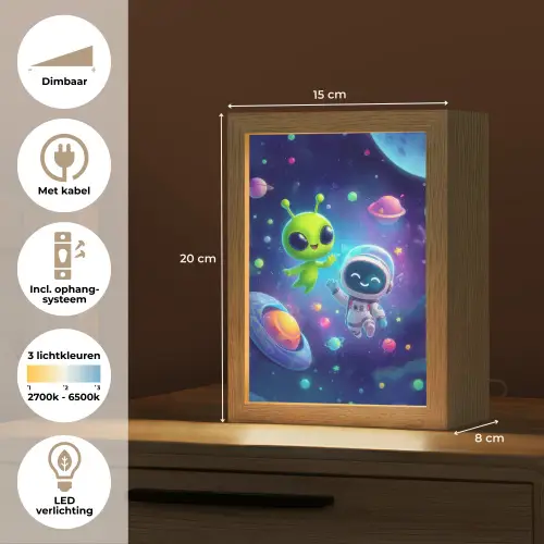 Alien - Astronaut - Ruimte - Planeten Light Box met kabel klein -USP_NL