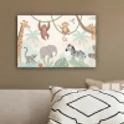 Jungle - Dieren - Groen canvas 2cm klein -sfeer3