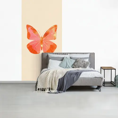 Vlinder - Minimalistisch - Roze fotobehang vinyl groot -slaapkamer