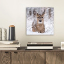 Hert - Sneeuw - Bos - Dieren - Vertederend aluminium wit klein -sfeer1