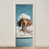 Teckel - Bad - Schuim - Waterdruppels deurposter klein -3d_beige