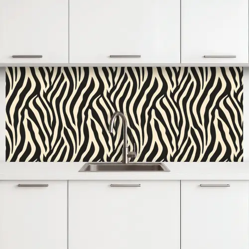 Zebra - Print - Klassiek - Zwart keuken achterwand 2 middel 871 -3d