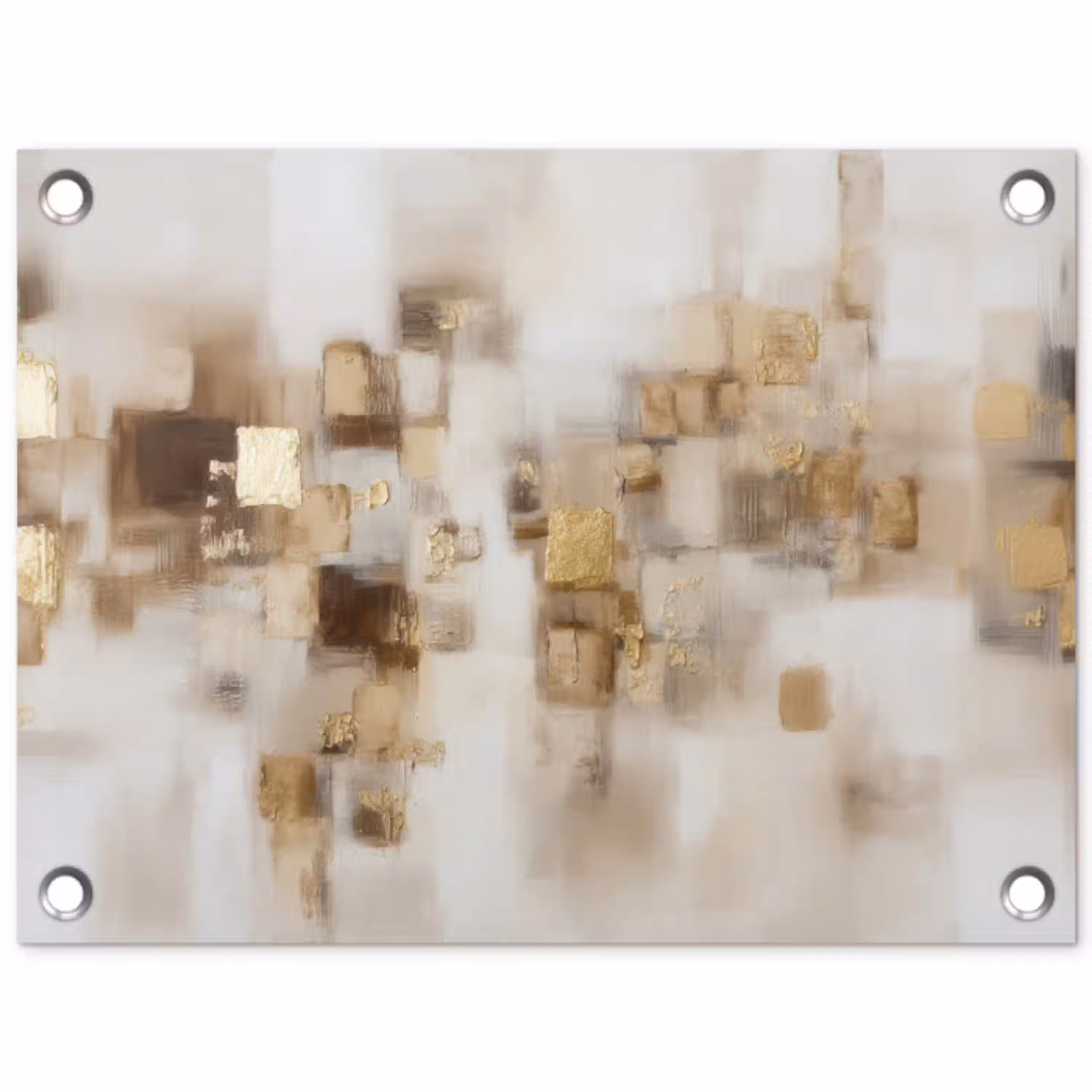 Abstracte vierkanten - Aardetonen - Mistig tuinposter los doek klein -3d