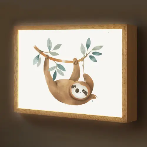 Luiaard - Dier - Jungle dieren Light Box met batterij (Wandlamp kind) middel -z3d_website