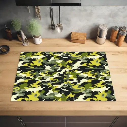 Groen - Geel - Camouflage - Patroon Inductie beschermer vinyl 3mm klein 276 -sfeer5