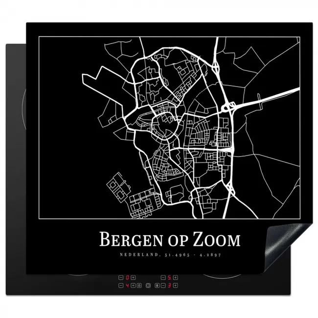 Plattegrond - Bergen op Zoom - Stadskaart - Kaart Inductie beschermer vinyl 3mm middel -3d