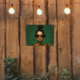 Vrouw - Groen - Modern - Bril - Abstract tuinposter los doek klein -sfeer1