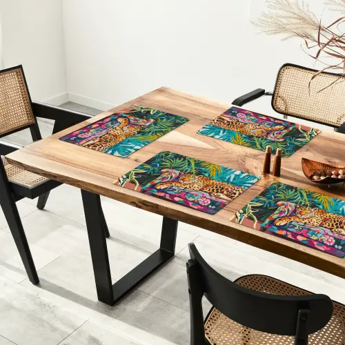 Luipaard - Kleurrijk - Tropisch Placemat vinyl groot -zzsfeer4_Kitchenyeah-website