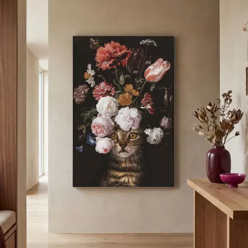 Stilleven met bloemen - Jan Davidsz de Heem - Kat Textielframe zilver middel -sfeer2