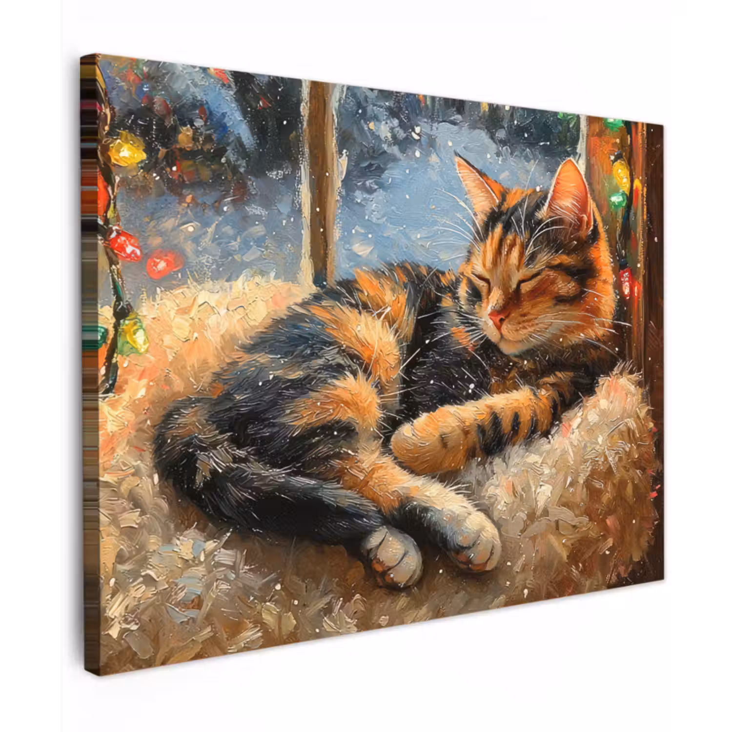 Canvas schilderij - Kat - Kerst - Winter - Dier