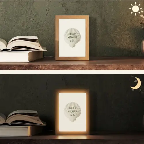 Schelp - Quote - Groen Light Box met kabel (Tafellamp) klein -sfeer3