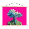 Man - Pak - Wolk - Roze textielposter latten blank klein -3d