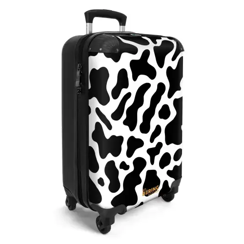 Zwarte koeienvlekken over een witte achtergrond NBS - Handbagage koffer - Volwassenen Unisex middel -productfoto_3d