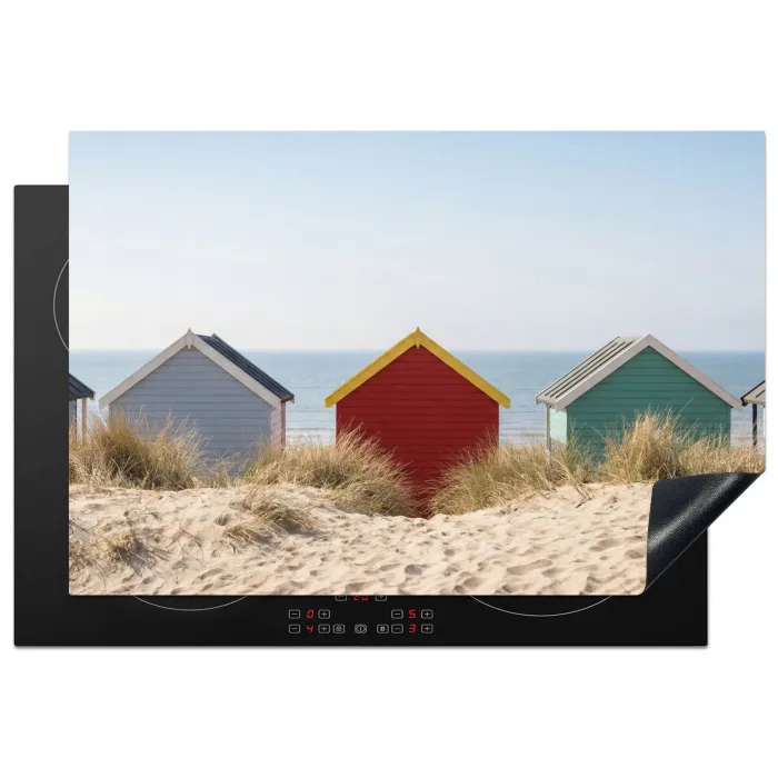 Strand - Huisjes - Kleurrijk - Duinen Inductie beschermer vinyl 3mm klein -3d