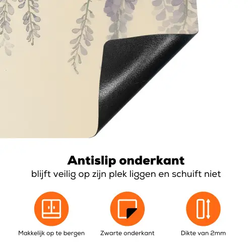 Specht - Bloemen - Paars Inductie beschermer vinyl 3mm klein -zzzzzzz-td-onderkant