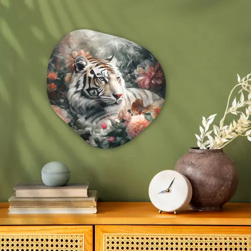 Tijger - Wilde dieren - Bloemen - Jungle Wandcirkel Organisch Forex 3mm klein -sfeer2
