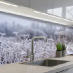 Schermbloem - Rijp - Kristallen - Winter - Delicaat keuken achterwand 2 middel -3d_schuin