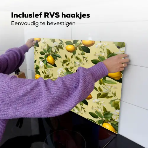 Citroen - Groen - Bloesem Inductie beschemer met haakjes klein 777 -ky-ophangen-nl