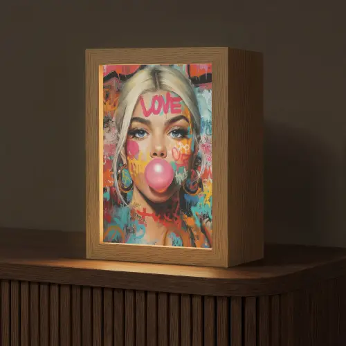 Vrouw - Kauwgom - Graffiti - Love Light Box met kabel (Tafellamp) klein -z3d_website