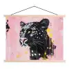 Zwart - Panter - Roze - Abstract textielposter latten blank klein -3d