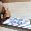 Vier schelpen - Blauw - Wit - Strepen Inductie beschermer vinyl 3mm klein -sfeer3