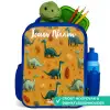 Dino - Dieren - Patroon Kinderrugzak - Blauw middel -inhoud_NL