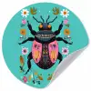 Kever - Bloemmotieven - Turquoise - Bladeren Wandcirkel behangsticker klein -3d