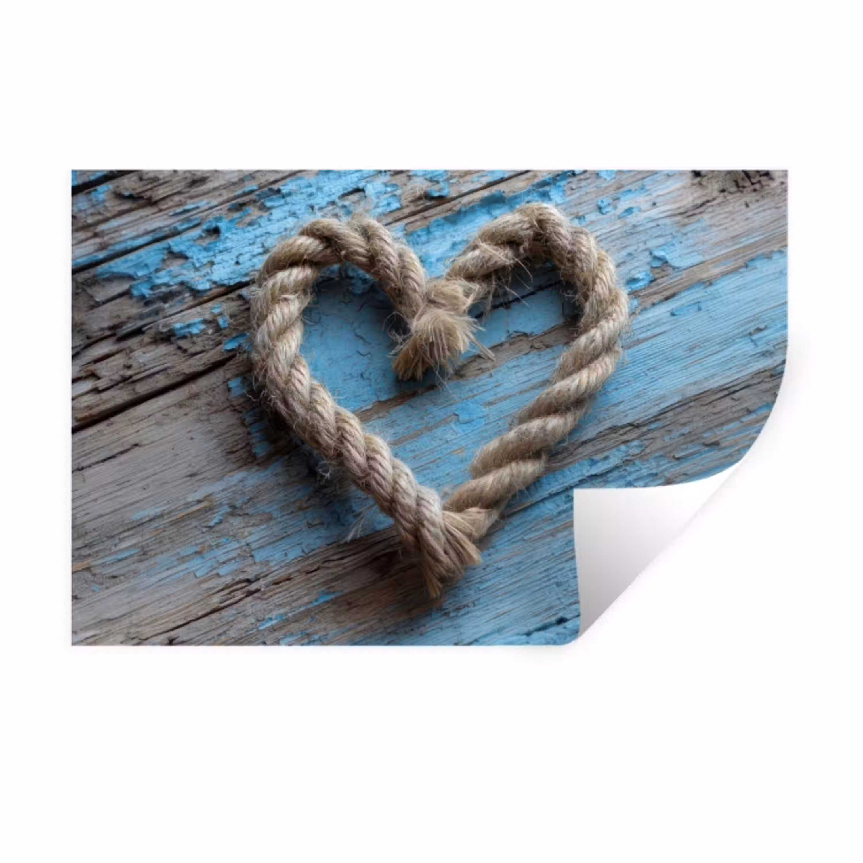 Hart - Touw - Hout - Rustiek Muursticker klein -3d