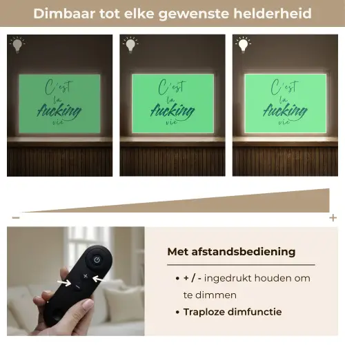 c'est la fucking vie - Groen - Penseelstijl Light Box met batterij (Wandlamp) middel -USP_dimbaarNL