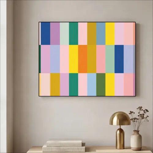 Stroken - Blauw - Patroon - Abstract Textielframe zwart klein -sfeer2