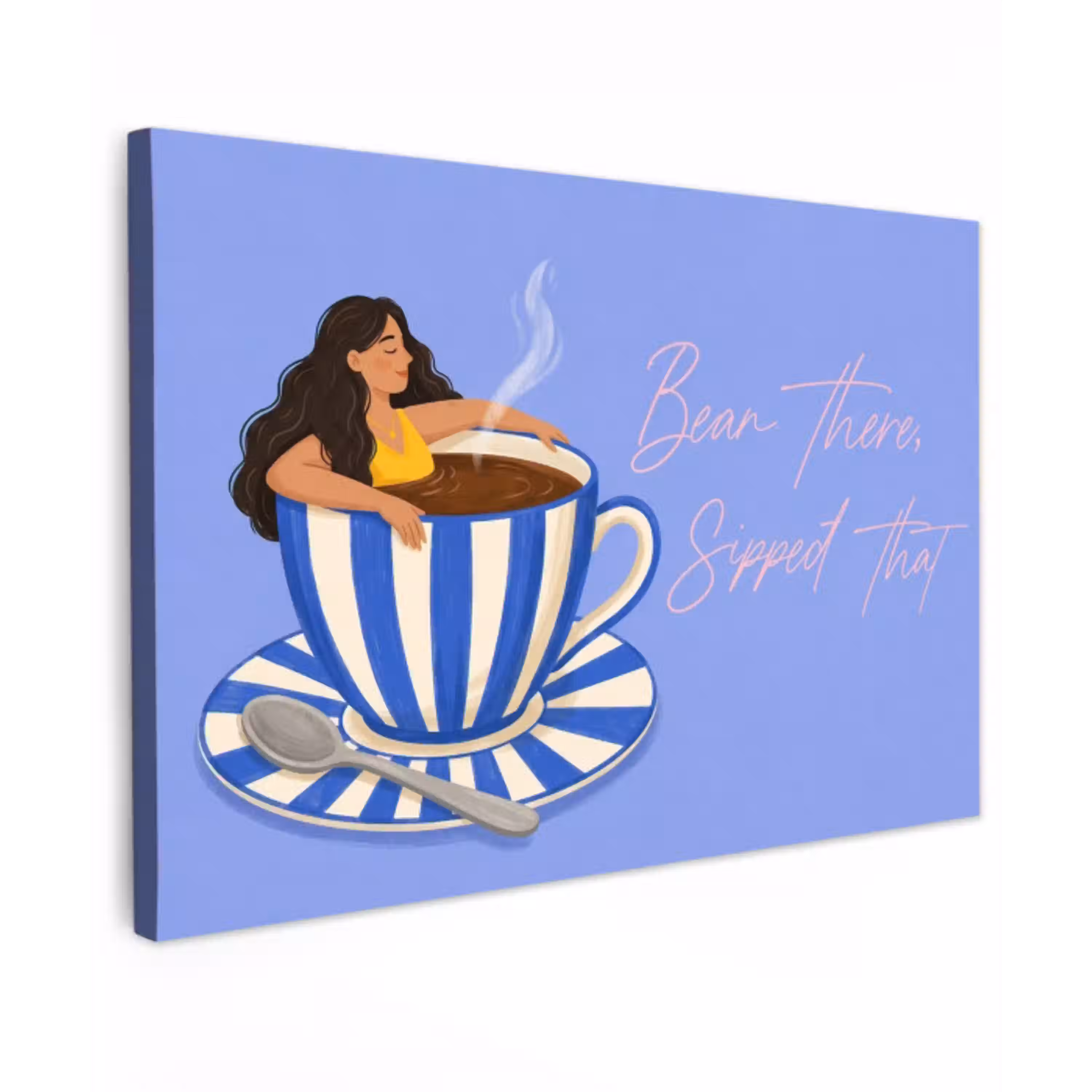 Mok - Koffie - Vrouw - Paars Tuinposter op houten frame 2 cm dik klein -3d