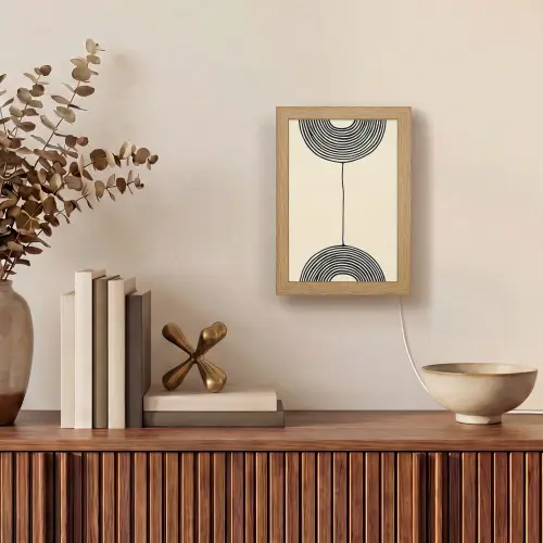 Geometrische bogen - Minimalistisch - Symmetrisch Light Box met kabel (Tafellamp) klein -sfeer2