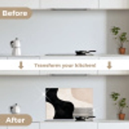 Abstract - Japandi - Beige - Modern keuken achterwand spatscherm klein -voor_na_EN