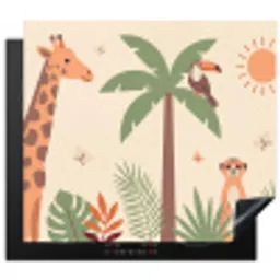 Dieren - Tropisch - Safari - Kleurrijk Inductie beschermer vinyl 3mm middel -3d