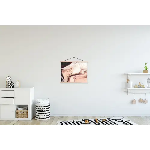 Binnenkant van een roze geode uit de natuur textielposter latten blank klein -kinderkamer
