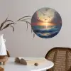 Meeuwen - Zonsondergang - Zee - Wolken Wandcirkel behangsticker klein -sfeer3
