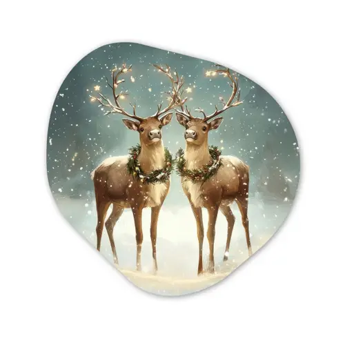 Kerstmagie - Winterwoud - Rendier Wandcirkel Organisch Forex 3mm klein -3d